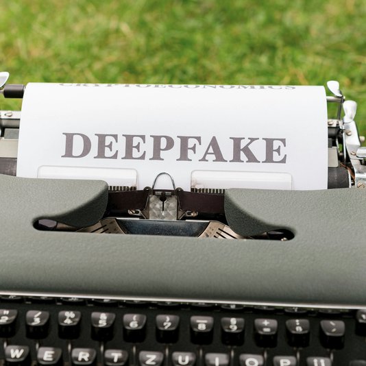 Typewrite typing the text "deepfake"