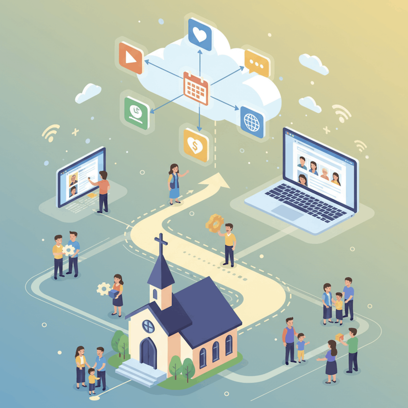 Path from Church to a digital cloud